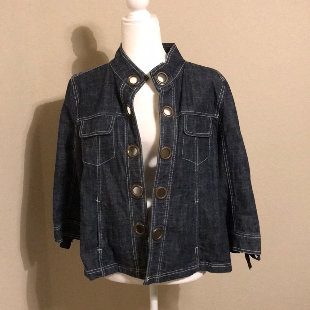Live a little - denim jacket with bows; size PXL